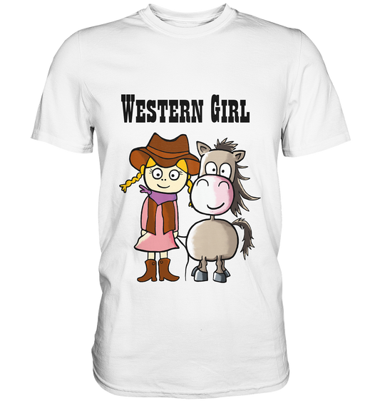 Shirt mit Western Girl, Cowboyhut und Pferd Motiv