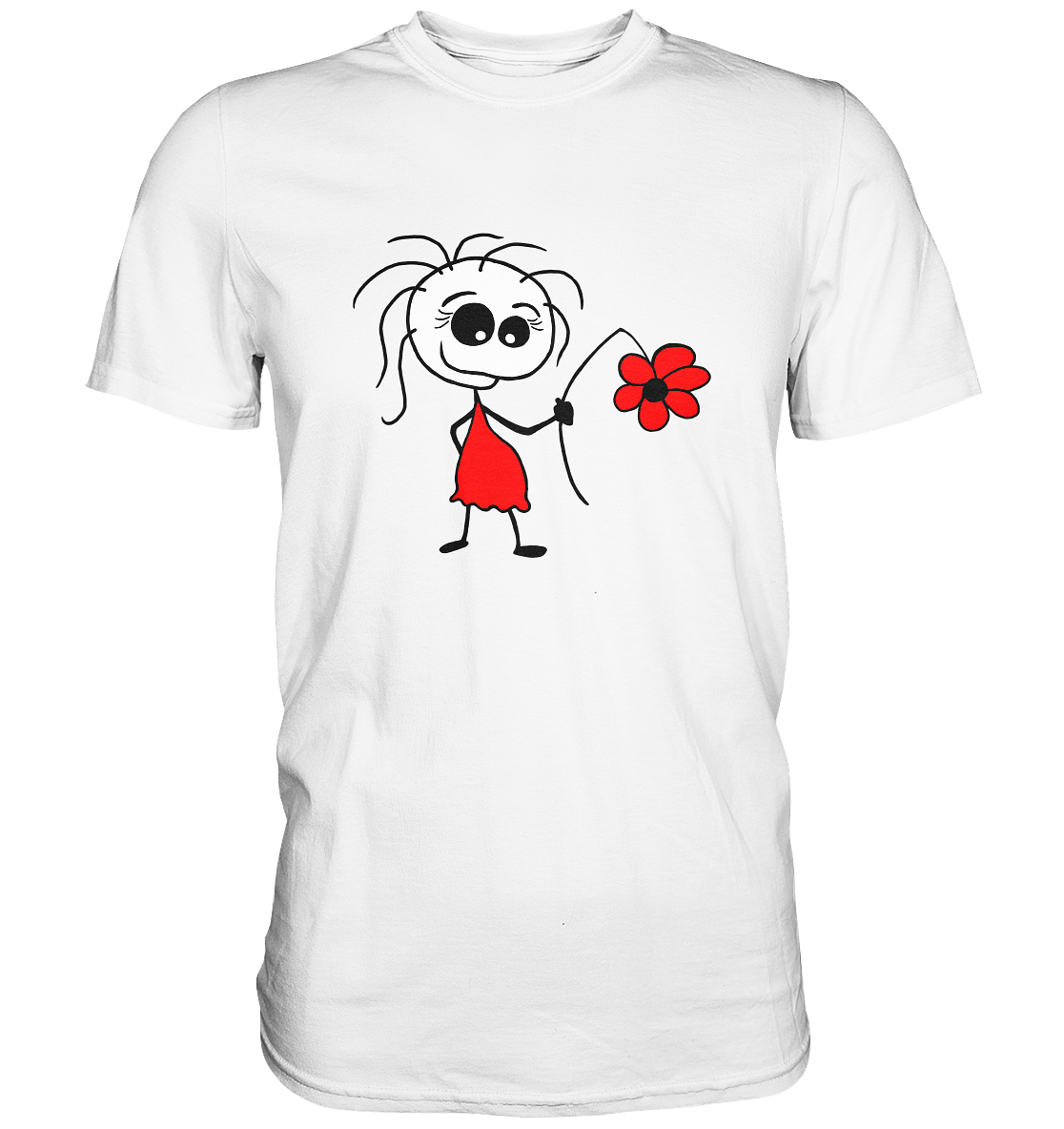 Mädchen mit Blume. süß niedlich - Premium Shirt
