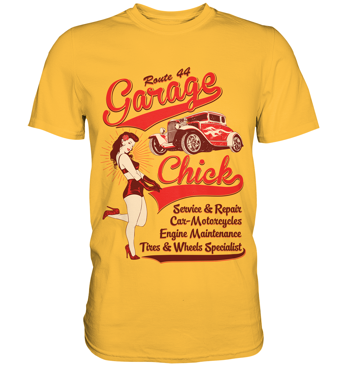 Garage Chick. Pinup Rockabilly - Unisex Premium Shirt
