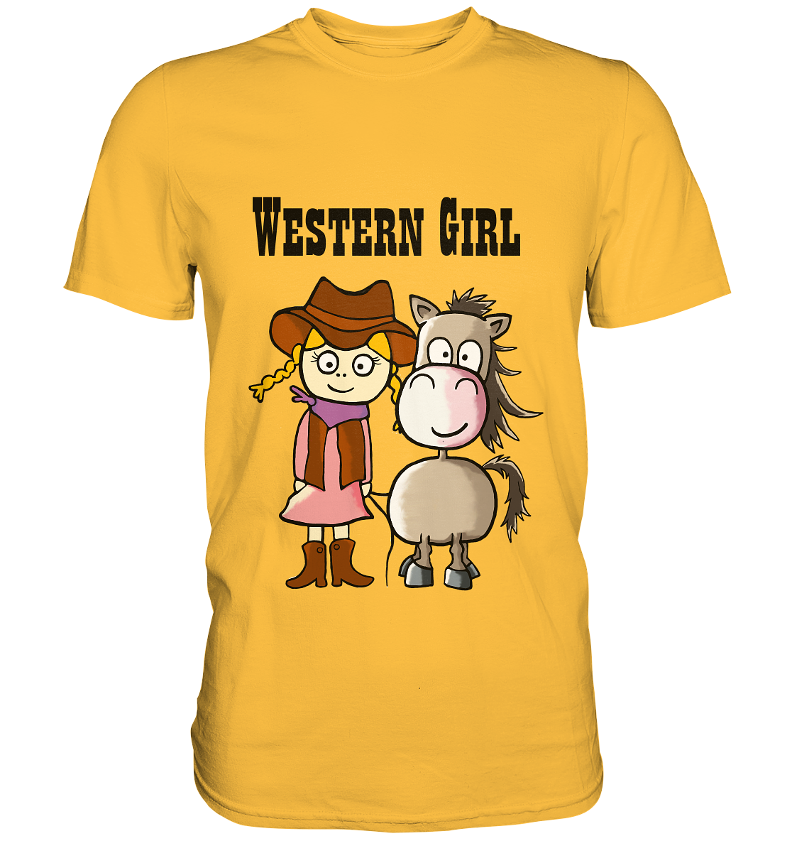 Western Girl mit Cowboyhut und Pferd. - Premium Shirt