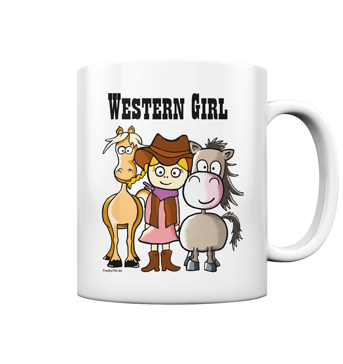 Western Girl mit zwei Pferden - Tasse glossy