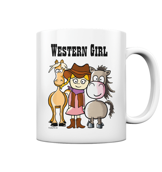 Western Girl mit zwei Pferden - Tasse glossy